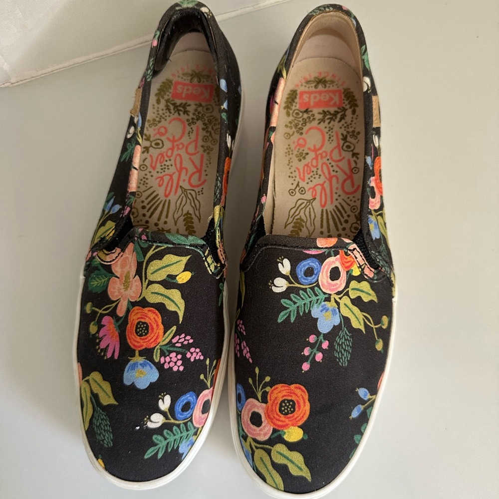 Keds X Rifle Paper Co. Triple Decker Black Floral - Picture 2 of 7